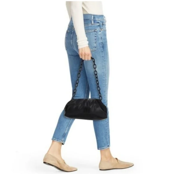 NWT $129 Badgley Mischka Vegan Leather Handbag Wrapped Frame Clutch in Black - Picture 5 of 10